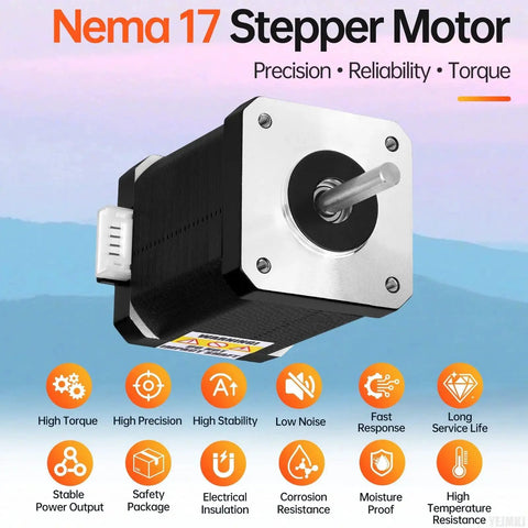 Three Pack Nema 17 Stepper Motors 1.8 Degree Two Phase High Torque 0.84 Nm Bipolar 3D Printer DIY Robots CNC Machine