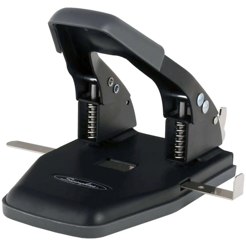 2 Hole Punch For Papers With 28 Sheet Capacity, Durable Metal Construction, Comfortable Padded Handle, Easy Lock For Storage, Black Office Puncher