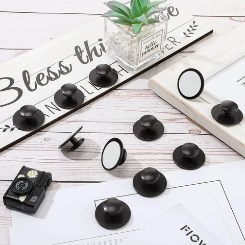 20 Pack Self Adhesive Cabinet Knobs Mini Pull Handles For Cabinets Drawers Wardrobes And Windows Black Plastic Finish