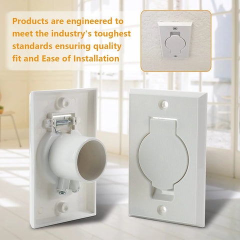 Central vacuum wall inlet cover with a white round door, 2-pack
