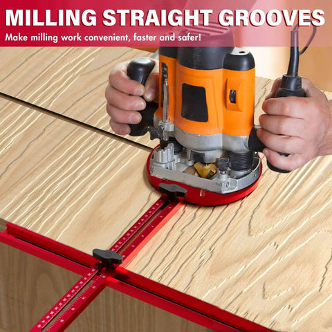 Person using 4 In 1 Router Milling Groove Bracket Aluminum Alloy Circle Cutting Jig For Routers, Multifunction Router Guide.