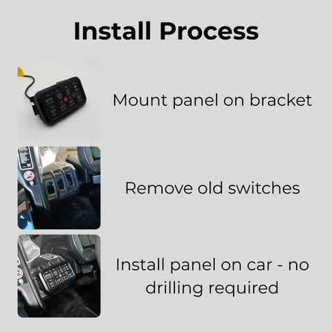 Install process for No Drill Dash Mount For 8 Gang Switch Panel Custom Fit For Can Am Maverick X3 with secure backplate.
