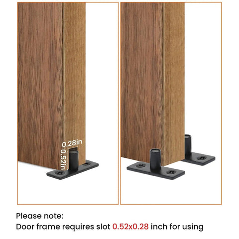 Bottom Mount Barn Door Floor Guide Two Pack T Shape Matte Black Roller Guides For Grooved Or Ungrooved Doors