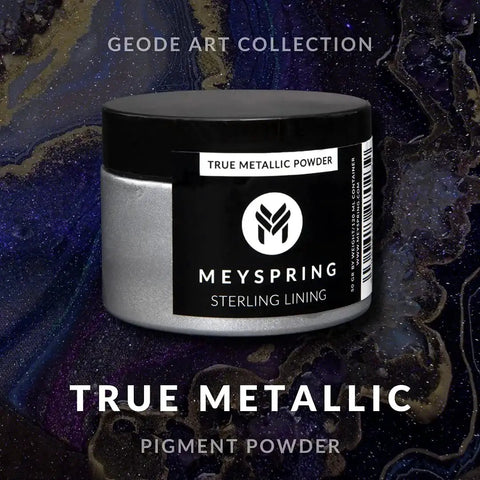True Metallic Pigment For Epoxy Resin And UV Casting Makeup Silver Aluminum Powder For Resin Art And Jewelry Making Delivers A Jaw Dropping Liquid Metal Finish In Resin Projects For Artists And Crafters Who Want A True Metallic Look That Shines In Light jar on colorful background.