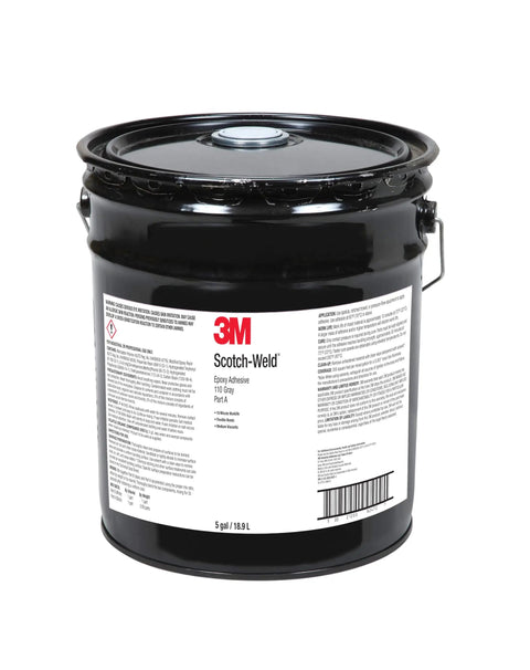 3M Scotch-Weld epoxy adhesive, black 5-gallon pail with label, industrial use, strong bonding for vibration and impact resistance