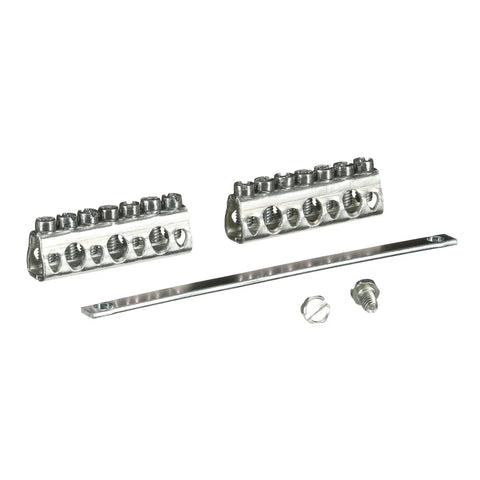 14-hole equipment ground kit with lug terminal bar for load centers, PowerMark Plus compatible grounding bus, UL listed, copper and aluminum connectors