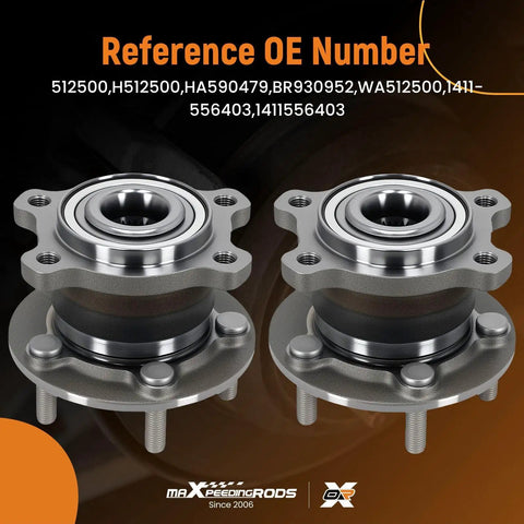 Close-up of 512500 Rear Wheel Bearing Hub Assembly For Ford Escape AWD 2013 2019 And Lincoln MKC AWD 2015 2016 5 Lug With Rear Left And Right Hubs ABS Included.