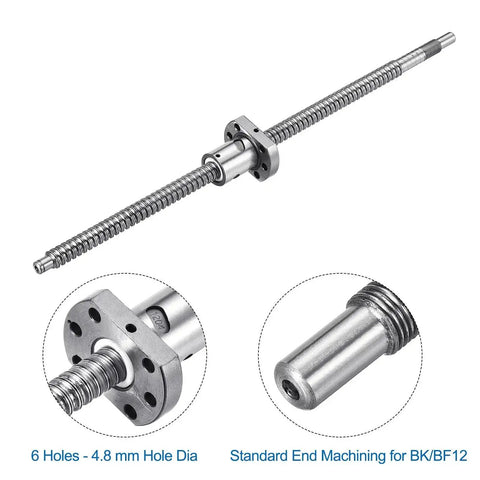 SFU1204 Ball Screw Kit 12mm Dia 4mm Lead 350mm Long With Ball Screw Nut and End Machining for BK BF12 CNC Machines