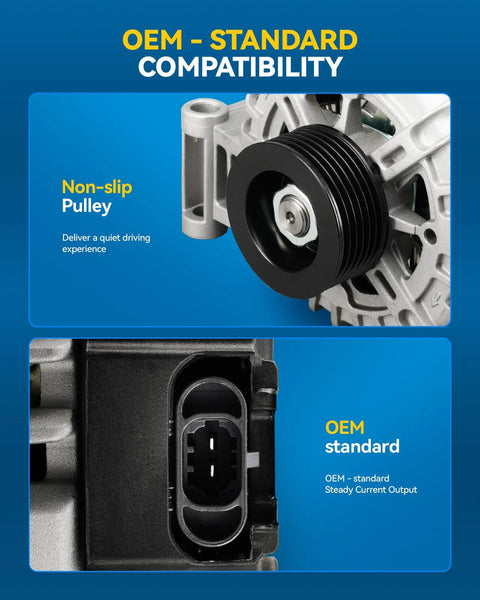 Close-up of non-slip pulley and connector on 125 Amp Alternator Replacement for Chevrolet Colorado, GMC Canyon, Hummer H3 and Isuzu I Series.