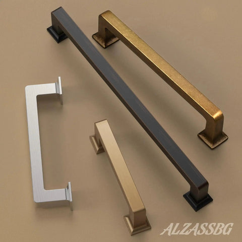 Oil Rubbed Bronze Cabinet Pulls 5 Inch 128mm Hole Centers Square Cabinet Handles Set Of 10 for cabinets, drawers, kitchen.