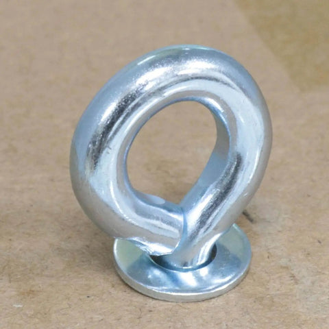Heavy Duty 1/4 x 3/4 Inch Male Thread Eye Bolt With Nut, silver finish, shoulder lifting ring, tough steel, close-up view