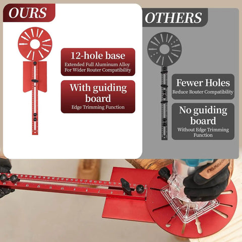 Heavy Duty Router Circle Jig Kit With 29 Inch Radius And 16 Inch Main Scale Plus 19 To 30 Inch Extension Rails Aluminum Rails