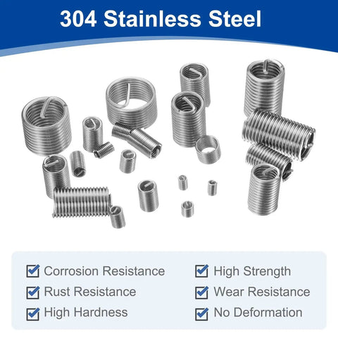 10 Pack M18x1.5 Wire Thread Inserts 1D 18mm Effective Length 304 Stainless Steel Helical Coiled Type Thread Repair Kit