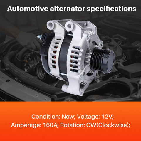 Drop-In 160 Amp Alternator Replacement For 2015-2017 Chrysler 200 3.6L And 2014-2022 Jeep Cherokee V6 3.2L, 12V Auto Electrical
