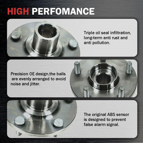 Front Wheel Bearing Hub Assembly 5 Lug Fit For Lexus ES300h ES330 ES350 RX330 RX350 RX400h Venza Sienna Camry Avalon Highlander Beefed Up Durability Drop In Ready Replacement Kit with high performance features highlighted.