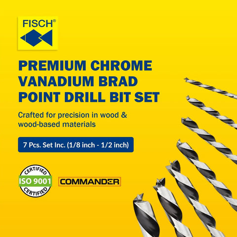 Pro Grade Brad Point Drill Bit Set For Woodworking With Beveled Edges For Tear Free Holes Chrome Vanadium Coated Set