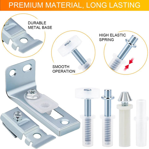 Two Pack Bifold Door Hardware Repair Kit with top and bottom brackets, pivots, and spring-loaded guide wheel components.
