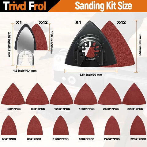 121 Pack Oscillating Saw Blades Kit with titanium blades, sandpaper pads for wood, metal, plastic cutting multitool blades set.