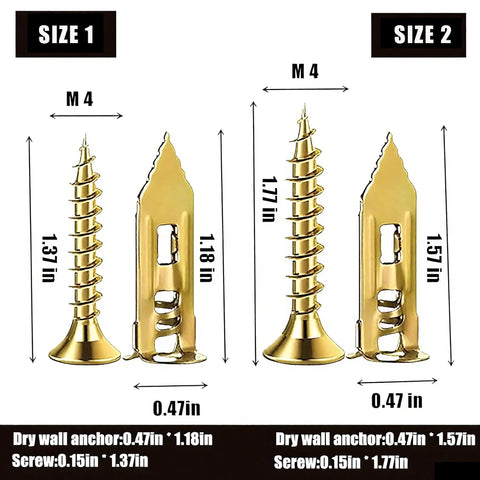 Bulk Self Drilling Drywall Anchors With Screws Kit 500 Pieces Holds Up To 66 Lbs For Picture Frames Shelves Lamps Clocks And More No Drill Needed 0.47x1.57 Inch Size Fits Three Eighths Inch One Half Inch Or Five Eighths Inch Gypsum Wallboard Ideal Home