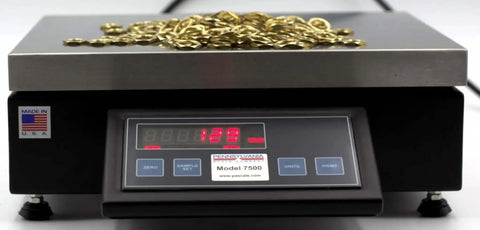 Precision Counting Scale for Bench Use with 50 Lb Capacity and 0.002 Lb Resolution, featuring a stainless steel platform and red LED display.