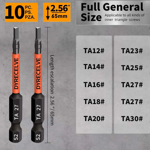 Professional Grade Triangle Screwdriver Set By Dyrecelve With Magnetic Head And S2 Steel Triangle Bits 2.56 Inch Long 1/4 Hex Shank