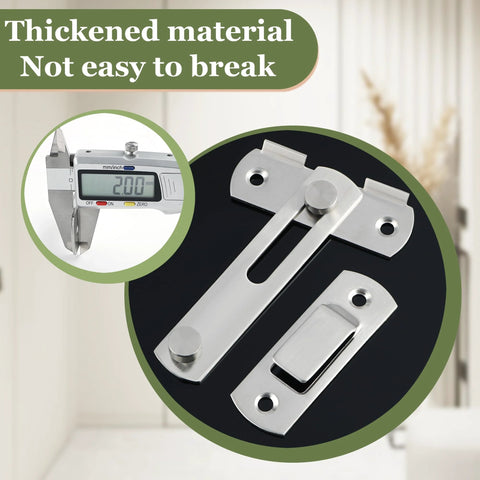 Close-up of 4 Inch Flip Gate Latch Heavy Duty Stainless Steel Door Lock in brushed nickel finish for barn doors and fences.