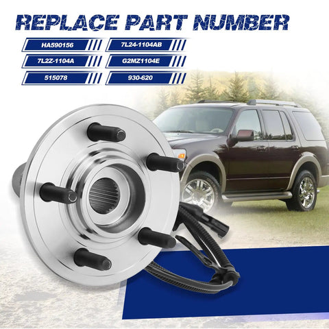 Front Wheel Hub Bearing Assembly With ABS For SUVs 2006 Through 2010 Built To Last Compatible With Explorer And Mountaineer with parts list.