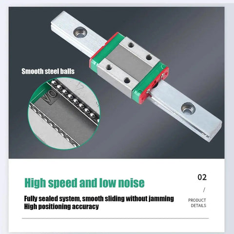 9mm LML9B Miniature Linear Rail With Bearing Steel Rail Block featuring smooth steel balls, high speed, low noise.