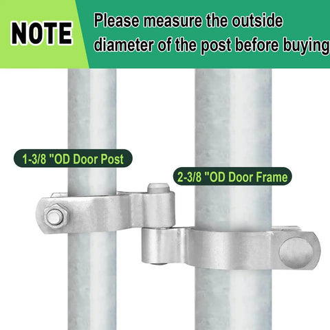 Heavy Duty Gate Hinges For Dual Size Posts with 1-3/8 inch and 2-3/8 inch posts, adjustable universal with bolts and nuts.