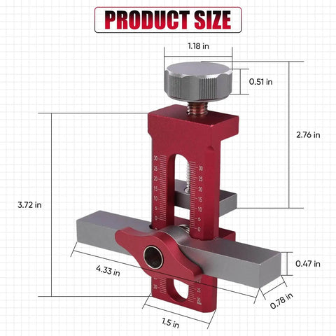 2 In 1 Cabinet Door Mounting Jig With Quick Edge Positioner, Adjustable Install Positioner And Dual 0 To 30 Scale, product size shown