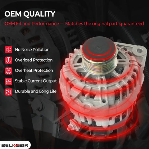 2.5L Alternator Replacement For Nissan Altima 2007 To 2012, Sentra 2007 To 2012, Rogue 2011 To 2013, And Rogue Select 2014 To 2015 With Three Pin Plug Direct Fit OEM Style And Plug And Play Ready with highlights