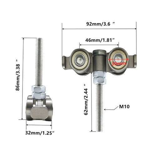 Four Wheel Trolley Assembly With Silent Wheels For Barn Doors Sliding Doors And Garage Doors Fits 1-5/8 Inch Wide And Taller Hanging Track 4 Pack Hidden Bolt Design For Smooth Quiet Operation For Long Lasting Performance.