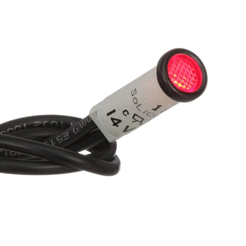 Beefy Incandescent Red Indicator Light For Control Panels 14V With Six Inch Lead Wires Five Sixteenth Inch Bulb Size Flush Mount Warning Light