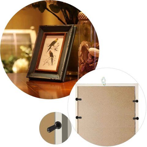 300 Turn Button Fasteners With 300 Screws For Picture Frames And Craft Projects, black metal frame hardware shown installed