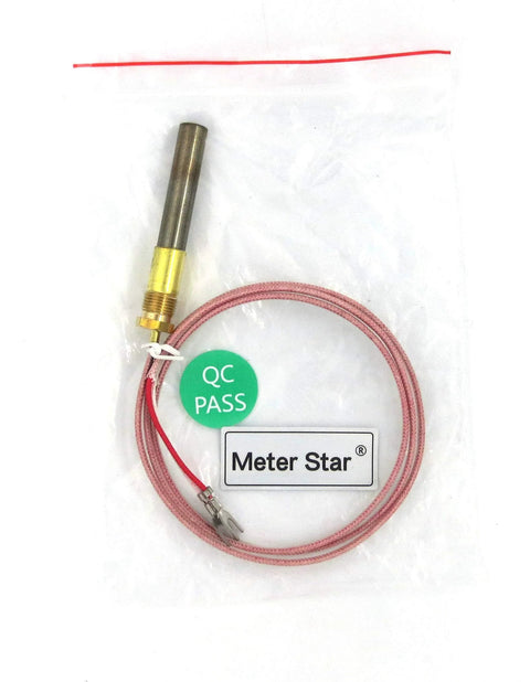 Thermopile replacement sensor with pink braided lead and brass threaded connector for gas fireplaces