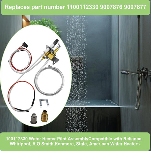 Water heater pilot assembly kit with thermopile, brass valve, red and white leads