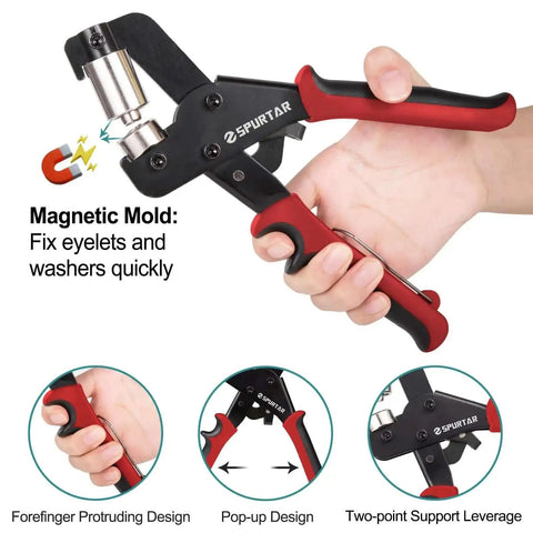 3/8 Inch Grommet Tool Kit With Magnetic Punch For Quick No Fuss Clean Install On Leather Fabric Tarp Tent Bag Or Curtain