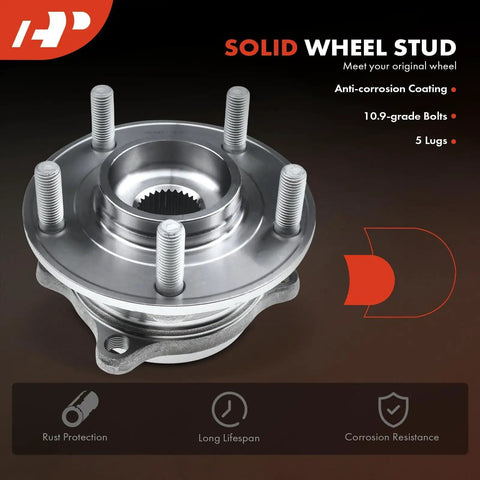 Solid wheel stud with rust protection and corrosion resistance, featuring 5 lugs and 10.9-grade bolts, anti-corrosion coating