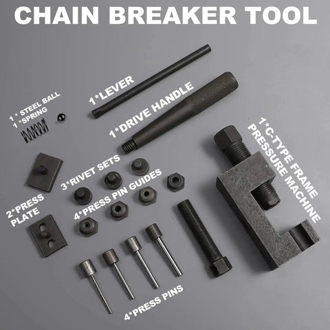 Motorcycle Chain Breaker Tool Kit With 18 Piece Chain Rivet Tool Set And Chain Link Cutter For Motorcycle ATV Bike Cam Chain