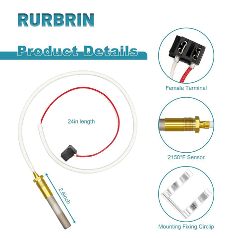 RURBRIN LP Thermopile Sensor SP20824, white 24in cable with gold sensor tip and mounting clip