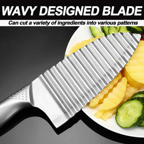 Stainless Steel Crinkle Cutter With Wavy Blade NOVANO For Fries And Potatoes Carrots And Fruit, Handheld Dicer For Home Kitchens