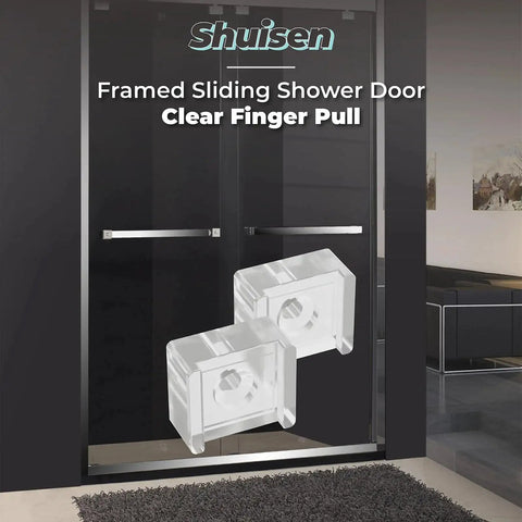 Glass Sliding Shower Door Finger Pull Kit With Clear Acrylic Bumper Stops Fits Most Inner Bypass Doors Universal Replacement Knob Parts For Glass Shower Enclosures Durable Easy Grip Handle Hardware 2 Pack