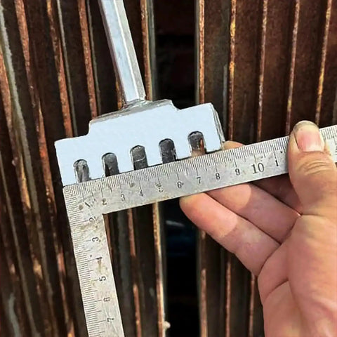 Square Hole Cutter Kit For 86-Type Electrical Junction Boxes shown with ruler measuring cut depth