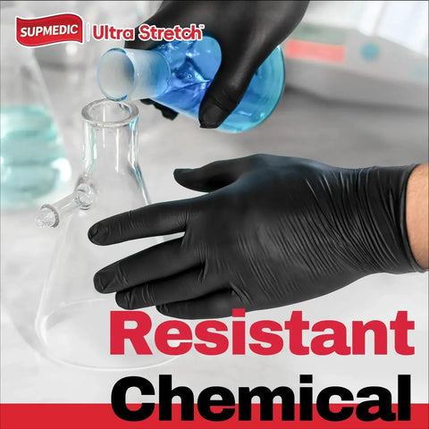 Black Nitrile Exam Gloves 5 Mil Powder Free Medical Gloves XL 100 Pcs handling chemical flask