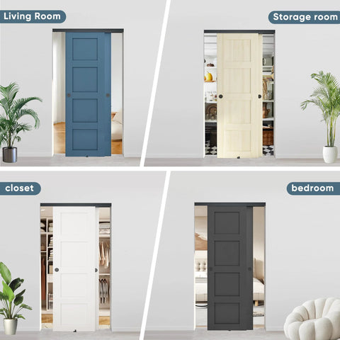 Heavy Duty Six Foot Bypass Sliding Door Hardware With Finger Pulls, Aluminum Closet Track For Two Door System in various rooms