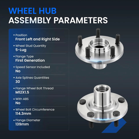 Front Wheel Bearing And Hub Assembly 930-400 5-Lug 2-Piece Set For Toyota Avalon Camry Highlander Sienna Solara Venza And Lexus ES RX Models Fits ES300h ES330 ES350 RX330 RX350 RX400h with parameters