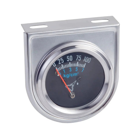 7-153 Precision Mechanical Oil Pressure Gauge Kit Universal Fit With Chrome And Black Housing front view