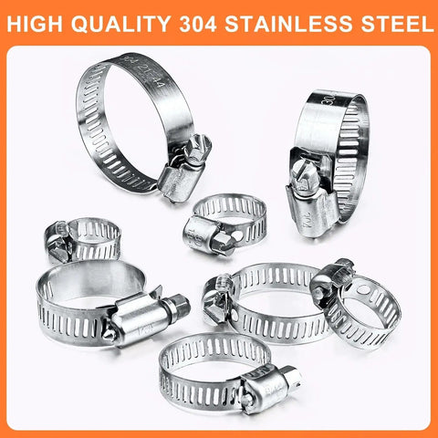 100 Piece Stainless Steel Hose Clamp Set For Plumbing Automotive And Mechanical Use Adjustable 6 To 44mm Worm Gear Duct Pipe Clamp