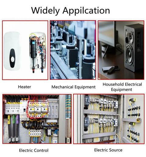 Electrical equipment collage showing Heater, Mechanical Equipment, Household Electrical Equipment, Electric Control and Electric Source.