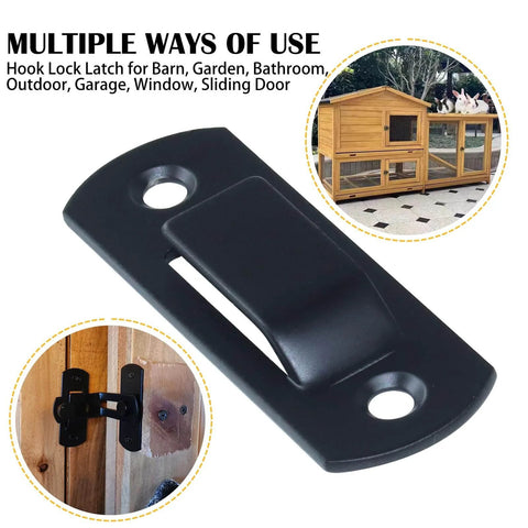 Two Pack 90 Degree Rotating Barn Door Locks for Privacy and Security, featuring solid stainless steel latch, installed on wood